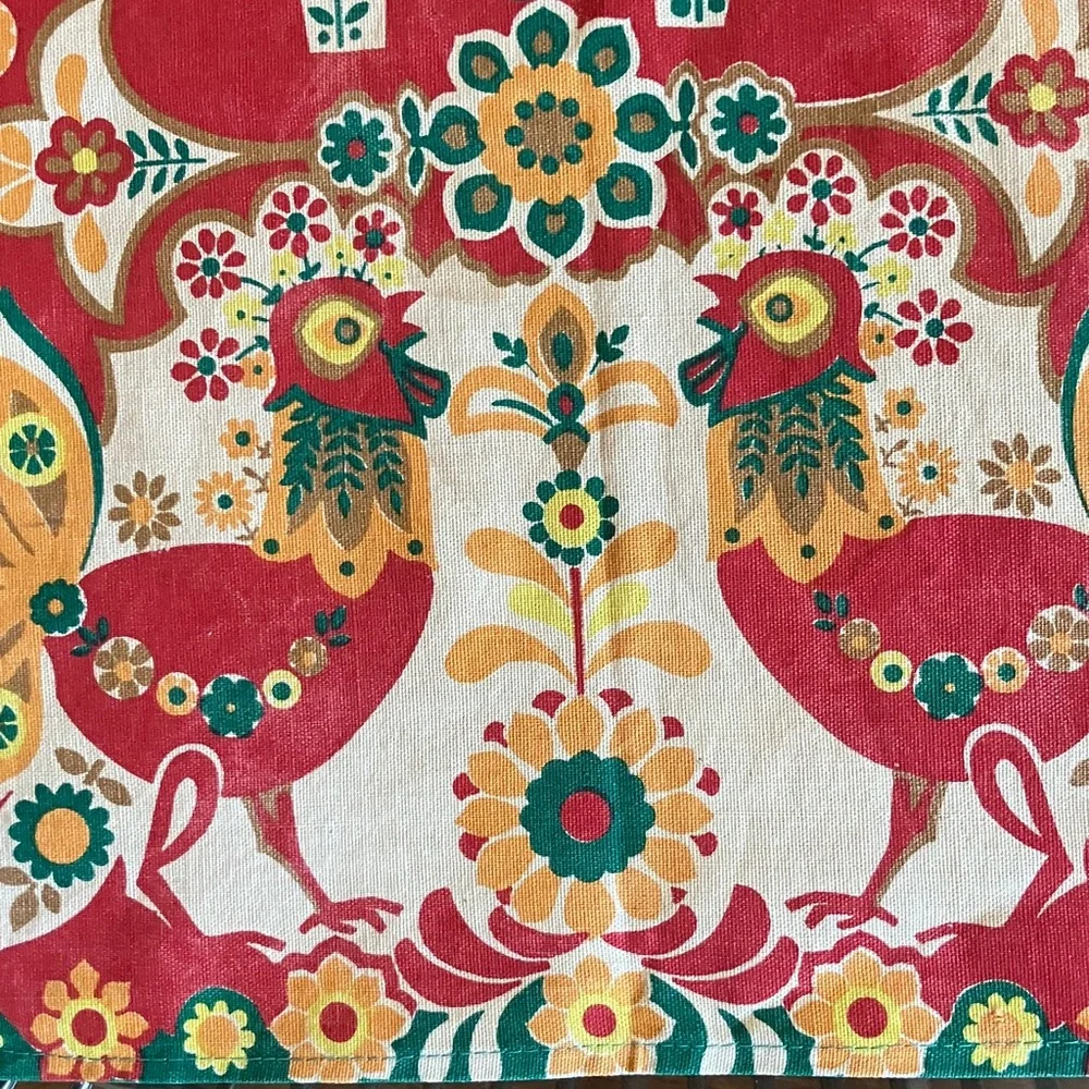 Vintage 60s 70s Dala horse tea towel dish cloth